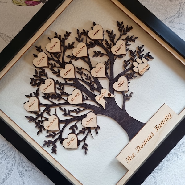 Custom Family Tree - Wooden Framed Tree - Framed Family Tree