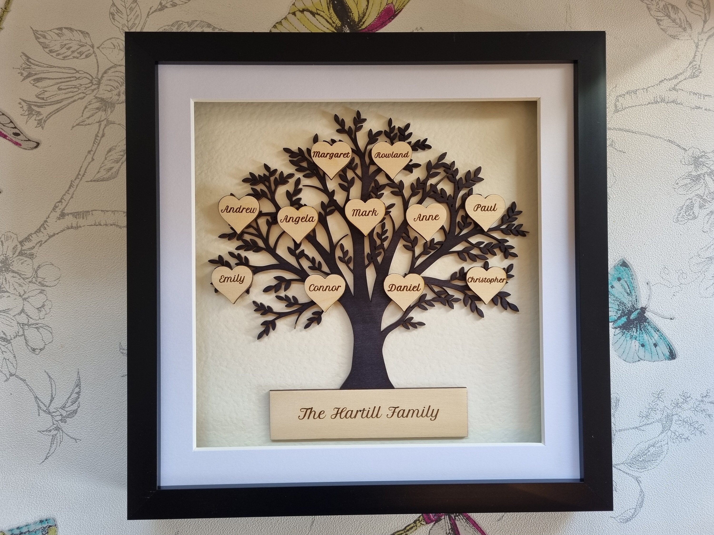 Framed Family Tree | Framed Tree of Life | Wooden Family Tree | Laser Cut & Laser Engraved Frame Family Tree