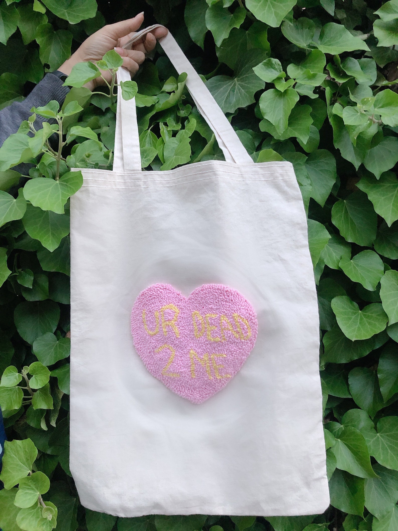Punch Needle Tote Bag Tufted Tote Bag Heart Bag Heart Tote Etsy