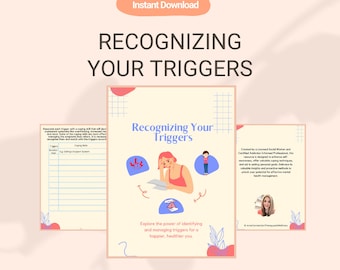Emotions Worksheet, Anxiety & Trauma Triggers, CBT DBT Therapy (Digital Download)