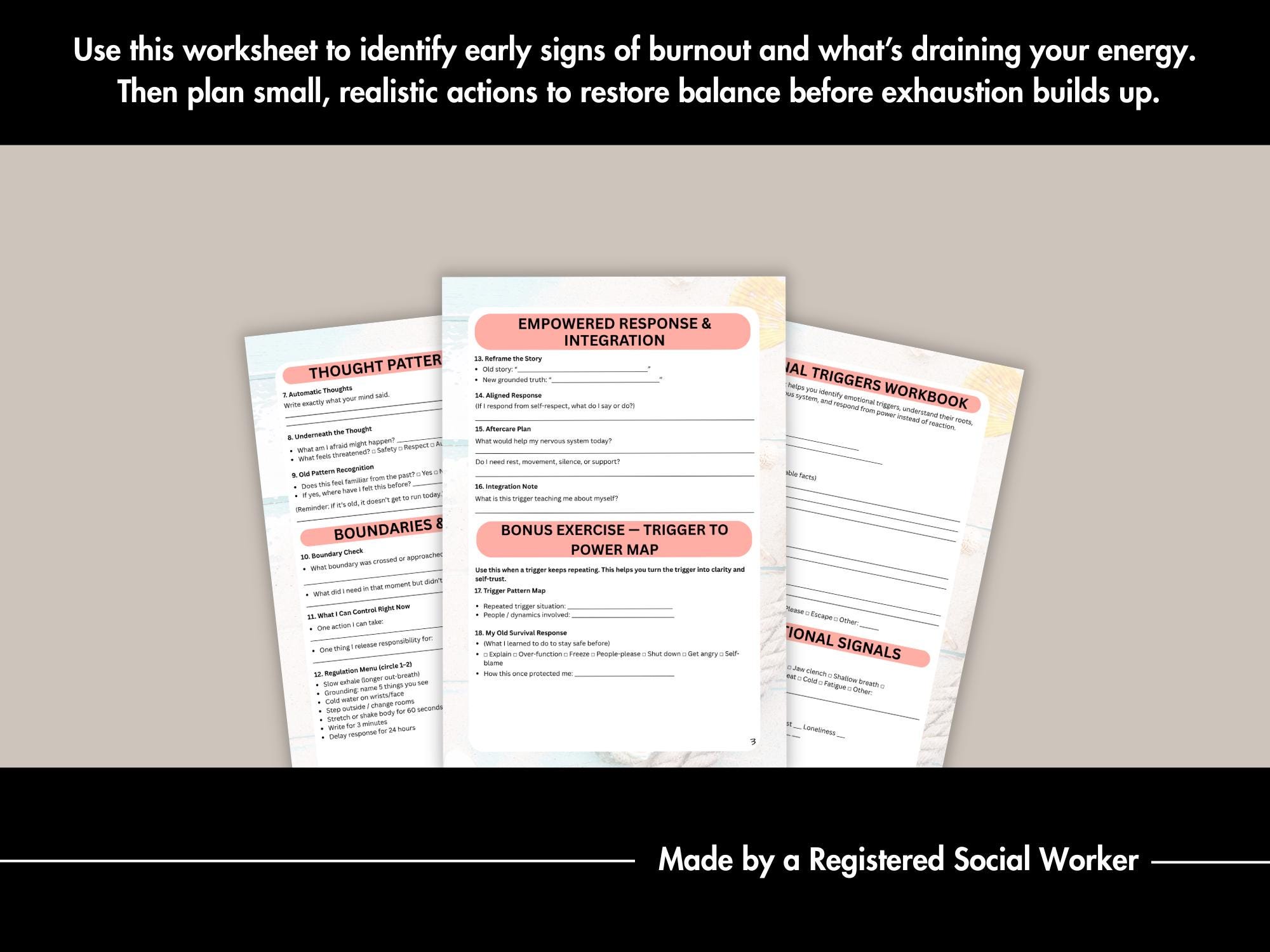 Emotional Triggers Worksheet PDF | Self Awareness Workbook | Therapy ...