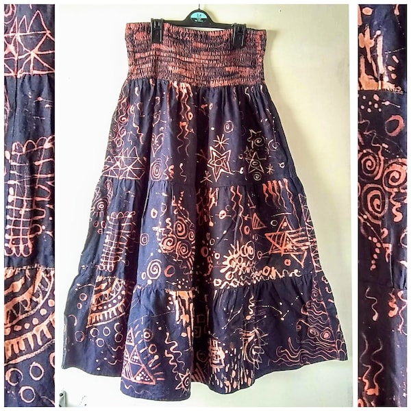 Customised Hand Painted Skirt Bandeau Dress Boho Wear it Two Ways Hippie Style One of A Kind Maxi