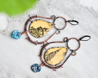 Tear Drop Tin Earrings: Rustic Upcycled Old Tin Can Jewelry