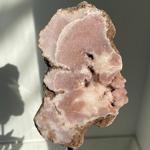 Juicy Pink Amethyst on Metal Stand, Druzy Pink Amethyst Slab, High Quality Pink Amethyst, Crystal Home Decor