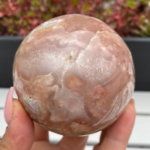 Druzy PINK FLOWER AGATE Crystal Sphere | Cherry Flower Crystal Sphere