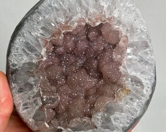 Natural Pink Amethyst Geode Cluster, Large Amethyst Display Piece