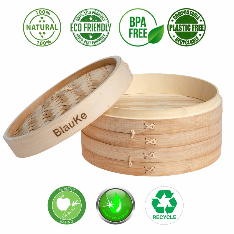 BlauKeUS Bamboo Steamer Basket - Thumbnail 5