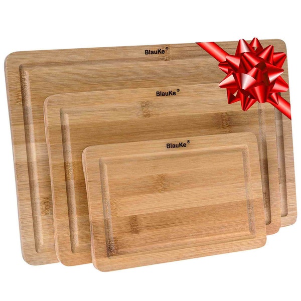 Bamboo Cutting Board Set of 3 - Wood Cutting Board for Meat Cheese Veggies - Wooden Cutting Boards for Kitchen - Chopping Board Serving Tray
