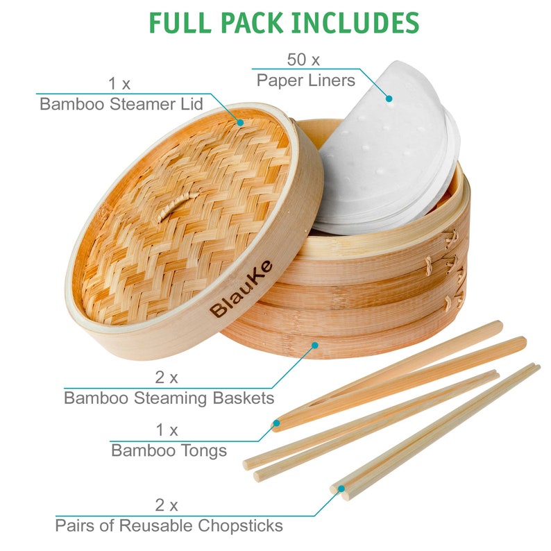 BlauKeUS Bamboo Steamer Basket - Thumbnail 4