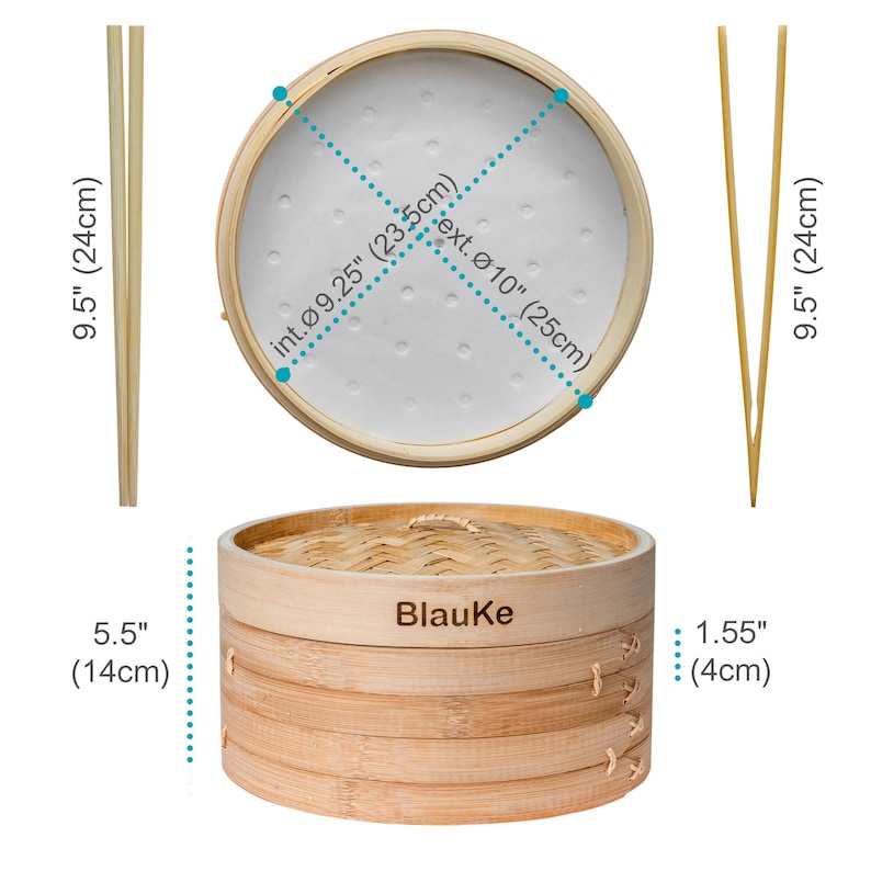 BlauKeUS Bamboo Steamer Basket - Thumbnail 3