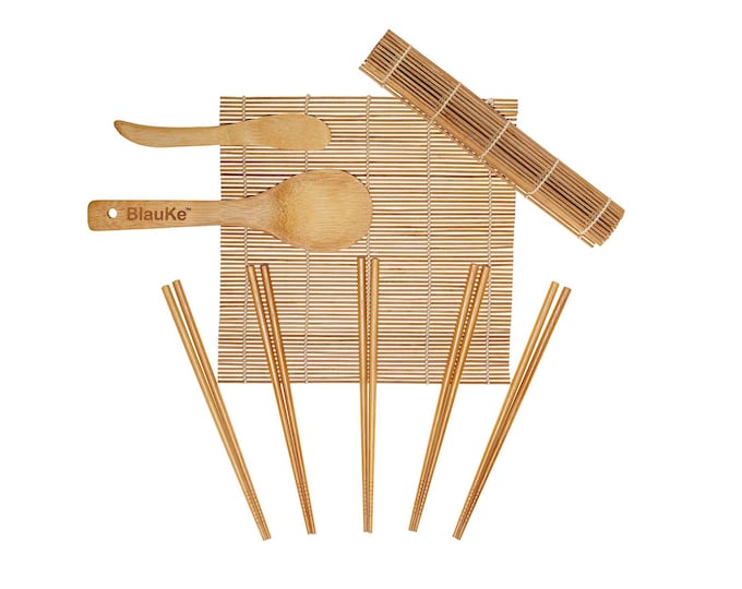 Bamboo Sushi Making Kit: Rolling Mats, Chopsticks, Rice Paddle