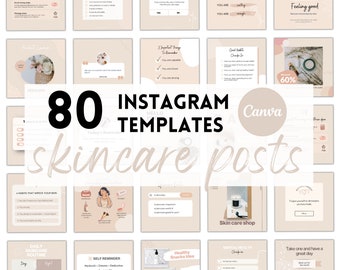 80 Instagram Templates for Esthetician | Skincare Instagram Posts | Canva Templates | IG Beauty Feed | Instagram Engagement