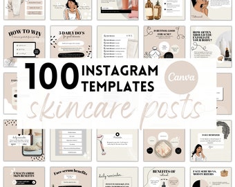 100 Esthetician & Skincare Instagram Templates | Canva Template | Beauty posts | Social Media | IGFeed Engagement | Skincare Branding