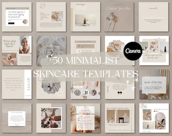 50 Minimalist Instagram Skincare Templates, Esthetician Posts made in Canva, Luxury & Elegant Feed, Cosmetics Posts, Instagram Branding 2023