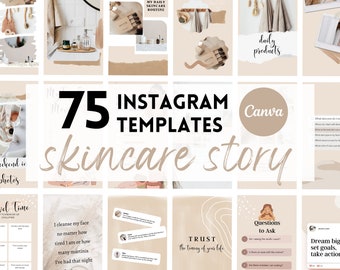 75 Instagram Story Templates for Esthetician | IG Story Background | Instagram Engagement | Canva Templates | Instagram feed for Skincare