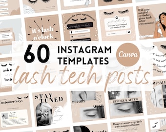 Lash Tech Instagram Posts Template | Eyelash Extension Artist | Esthetician Instagram Posts | Beauty Quotes | Canva Templates