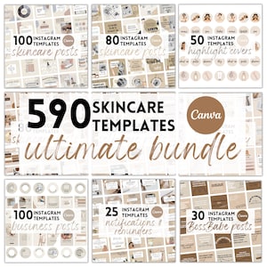 590 BUNDLE | Skincare Instagram Template | Esthetician Canva Posts | Instagram Feed Engagement | Skincare Branding | Feminine Instagram