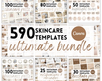 590 BUNDLE | Skincare Instagram Template | Esthetician Canva Posts | Instagram Feed Engagement | Skincare Branding | Feminine Instagram