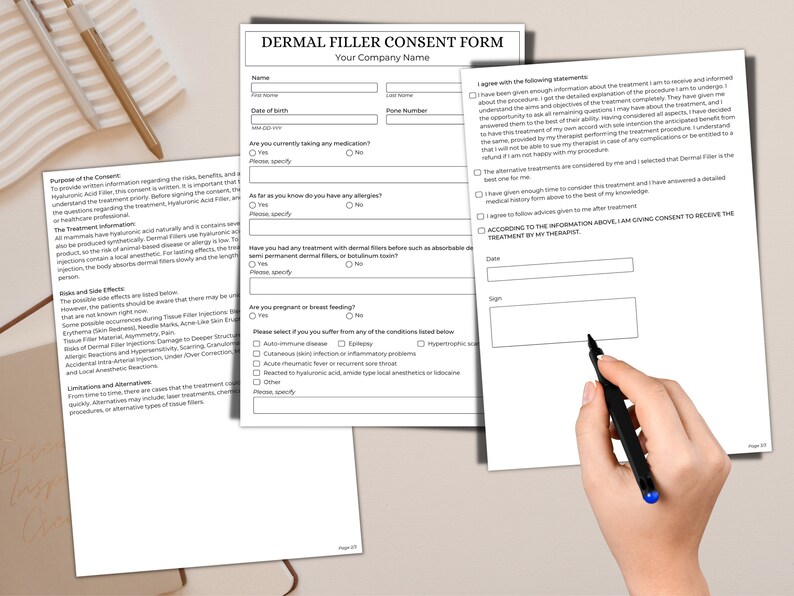 Dermal Filler Consent Form Esthetician Printable Forms - Etsy