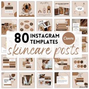 80 Skincare Instagram Templates | Esthetician Instagram | Beauty posts | Social Media Templates | Editable Canva Posts