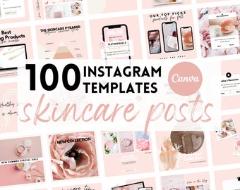 PINK Instagram Posts Template | Instagram Feed for Esthetician | Skincare Instagram Post | Instagram Skincare Product Posts