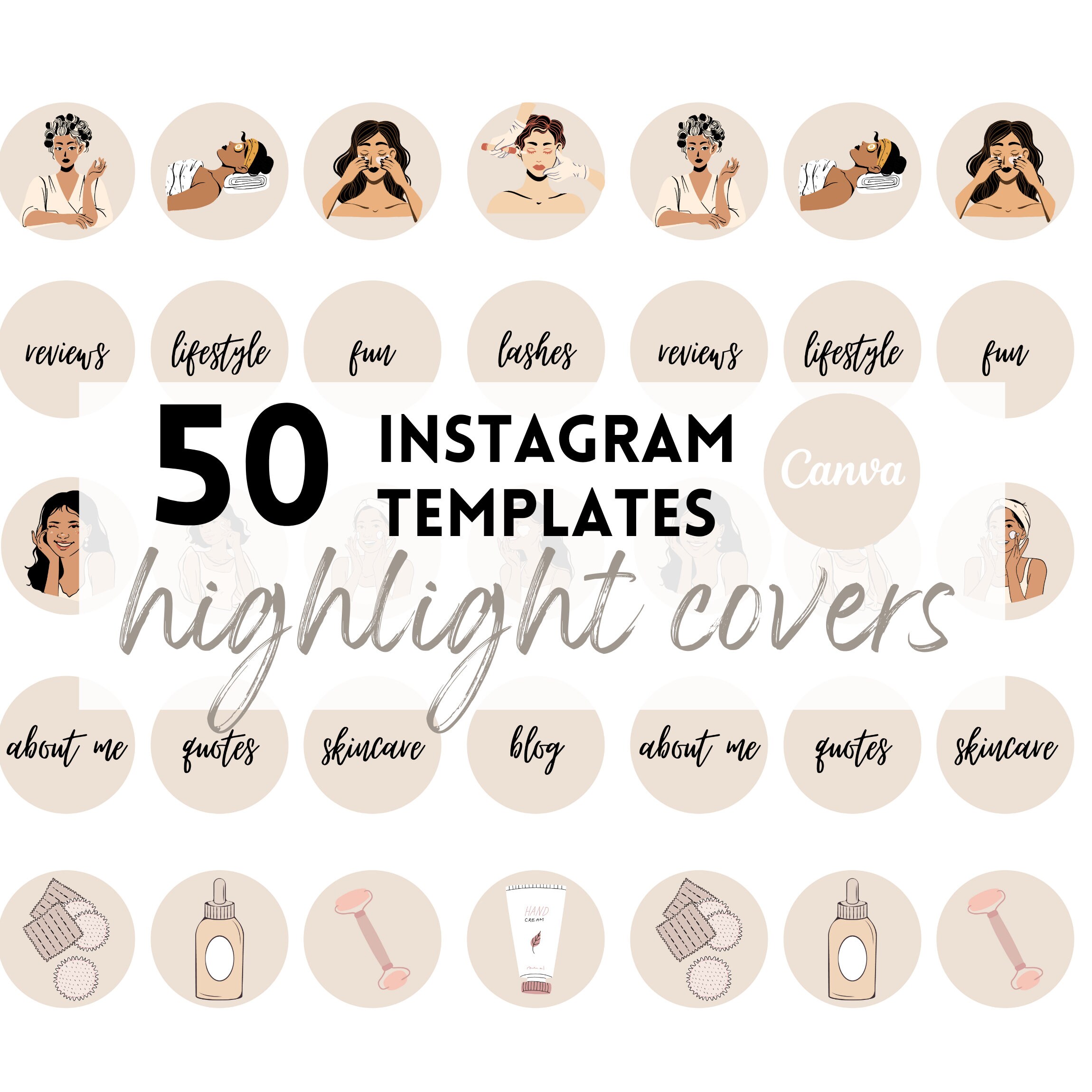 Esthetician Instagram Highlight Icons Editable Template - Etsy Australia