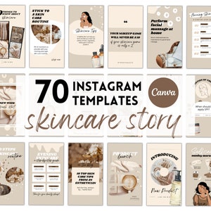 75 Instagram Stories for Skincare and Esthetician | Instagram Templates made in Canva | Editable and Customizable Story Backgrounds