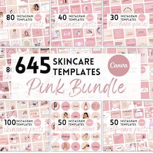 645 Pink BUNDLE | Skincare Instagram Templates | Esthetician Canva Post | Instagram Feed Engagement | Skincare Branding | Feminine Instagram