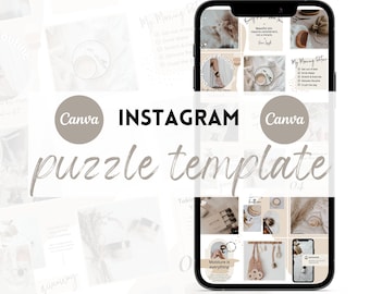 Skincare Instagram Puzzle Template | Esthetician Instagram | Puzzle Template for Canva | Neutral Puzzle Feed