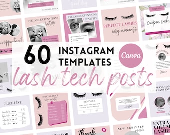 PINK Lash Tech Instagram Posts | Eyelash Extension Artist | Esthetician Instagram Posts | IG Template Coach | Canva Instagram Template