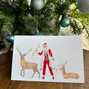 Carte de Noël - Baba Noel. Carte de Noël. Carte du Père Noël. Carte de voeux de vacances. Carte de voeux de Noël. Carte de voeux faite main.