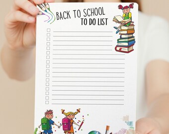 Lista delle cose da fare stampabile per il rientro a scuola per bambini / Pianificatore di liste di cose da fare in formato A4 per bambini / Pianificatore, Elenco di lavoro, Pianificatore di studio / Elenco attività stampabile
