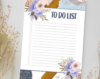 Lista delle cose da fare stampabile/Pianificatore elenco minimalismo fiore A4/Pianificatore, Elenco di lavoro, Pianificatore di studio/Calendario stampabile/Elenco attività stampabile