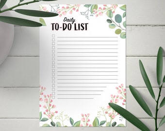 Lista delle cose da fare stampabile/Pianificatore elenco minimalismo fiore A4/Pianificatore, Elenco di lavoro, Pianificatore di studio/Calendario stampabile/Elenco attività stampabile