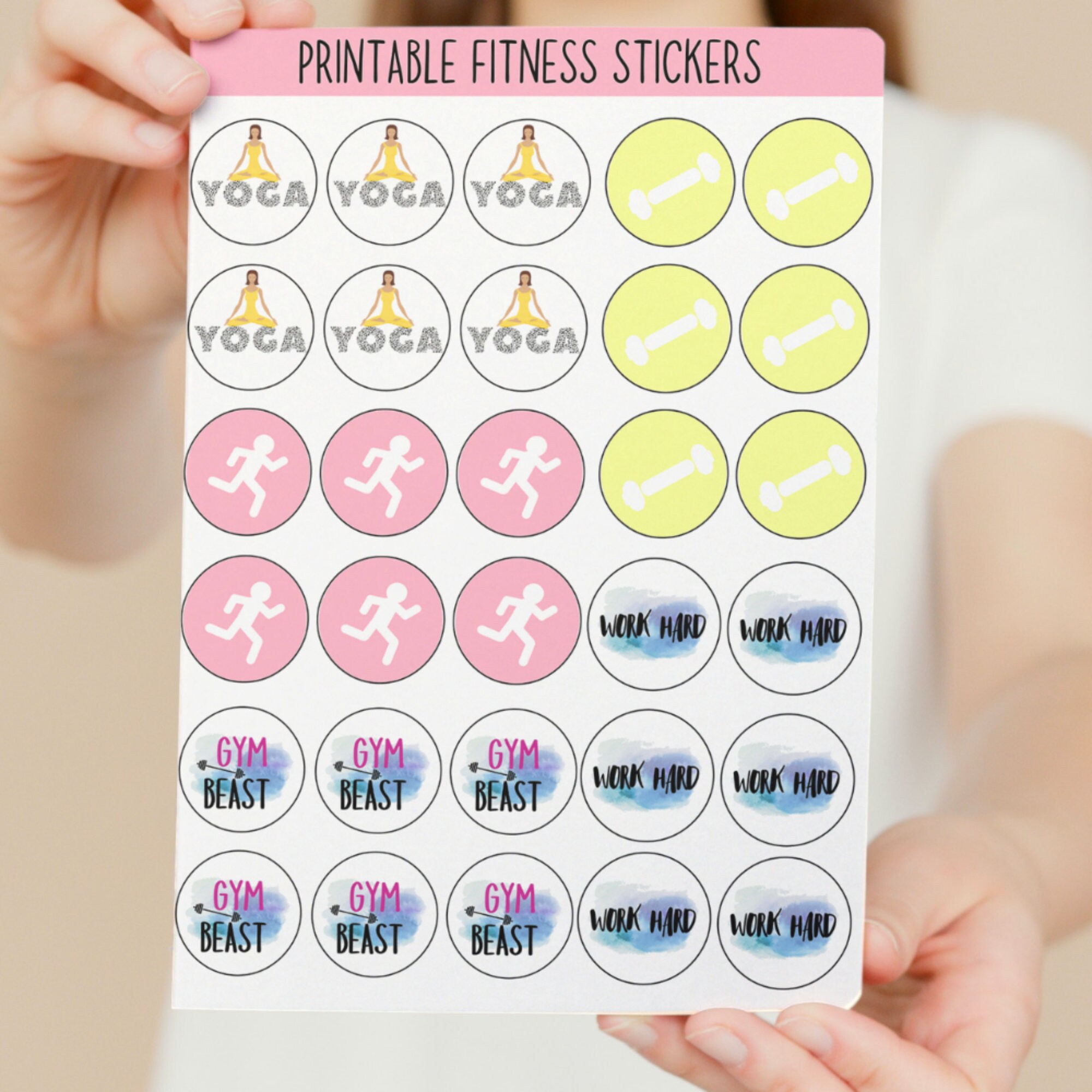 Fitness Stickers Workout Printable Stickers Exercise Etsy