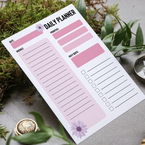 Daily Planner Printable  | Cute Pink To Do Checklist |  Daily Inserts A4 One Page | Daily planner Undated