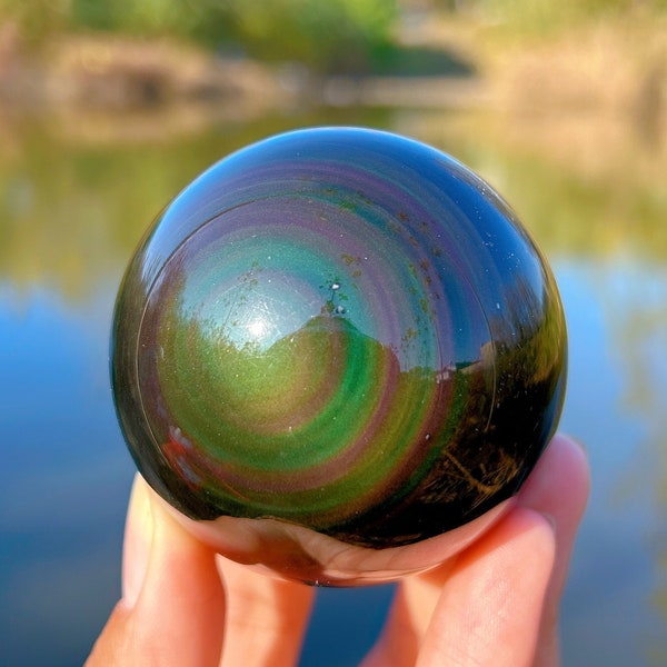 Natural Rainbow Obsidian Sphere,Crystal Sphere,Home Decoration,Divination Sphere,Energy crystals,Reiki Heal,Mineral Samples,Crystal Gift 1PC