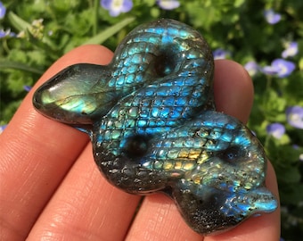 1PC Natural Labradorite Snake,Crystal Carving,Reiki Healing,Quartz Crystal Snake,Home Decoration,Crystal Energy,Mineral Samples,Crystal Gift