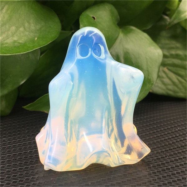 1PC Hand Carved Opalite Ghost Skull,Quartz Crystal Ghost,Crystal Sculpture,Mineral Specimen,Home Decoration,Reiki Healing,Crystal Gifts 80g+
