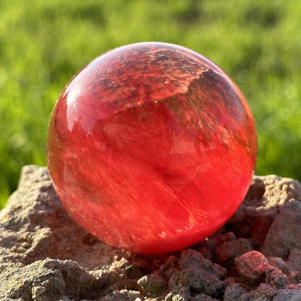 50mm+Red Smelting Sphere,Crystal Quartz Sphere,Crystal Sphere,Home Decoration,Divination Sphere,Energy crystals,Reiki Heal,Crystal Gift