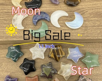 1.1'' Crystal  Star/Moon,Crystal Carving,Reiki Healing,Home Decoration,Pendant,Crystal Energy,Mineral Samples,Christmas gift