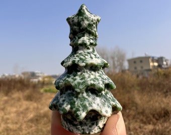 Qinghai Jade Christmas Tree,Crystal Trees,Hand Carved,Home Decoration,Healing,Crystal Collection,Christmas gifts,Reiki healing