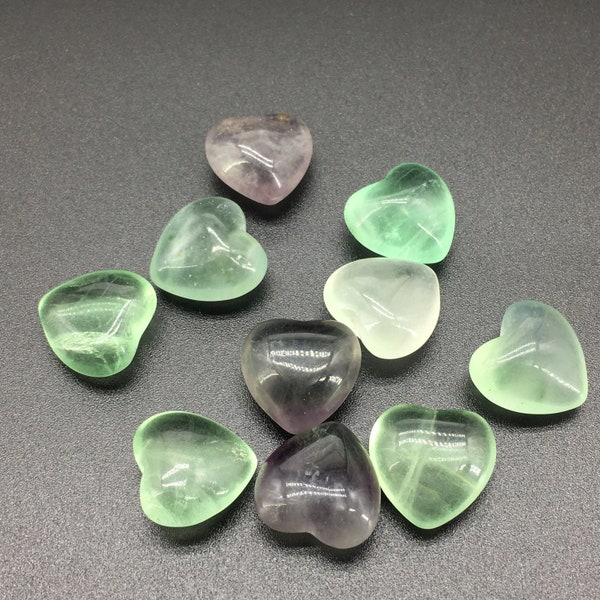 10PCS Natural Green Fluorite Mini Heart,Quartz Crystal Heart Pendant,Mineral Specimens,Crystal Sculpture,Crystal Healing,Crystal Gifts 20G+