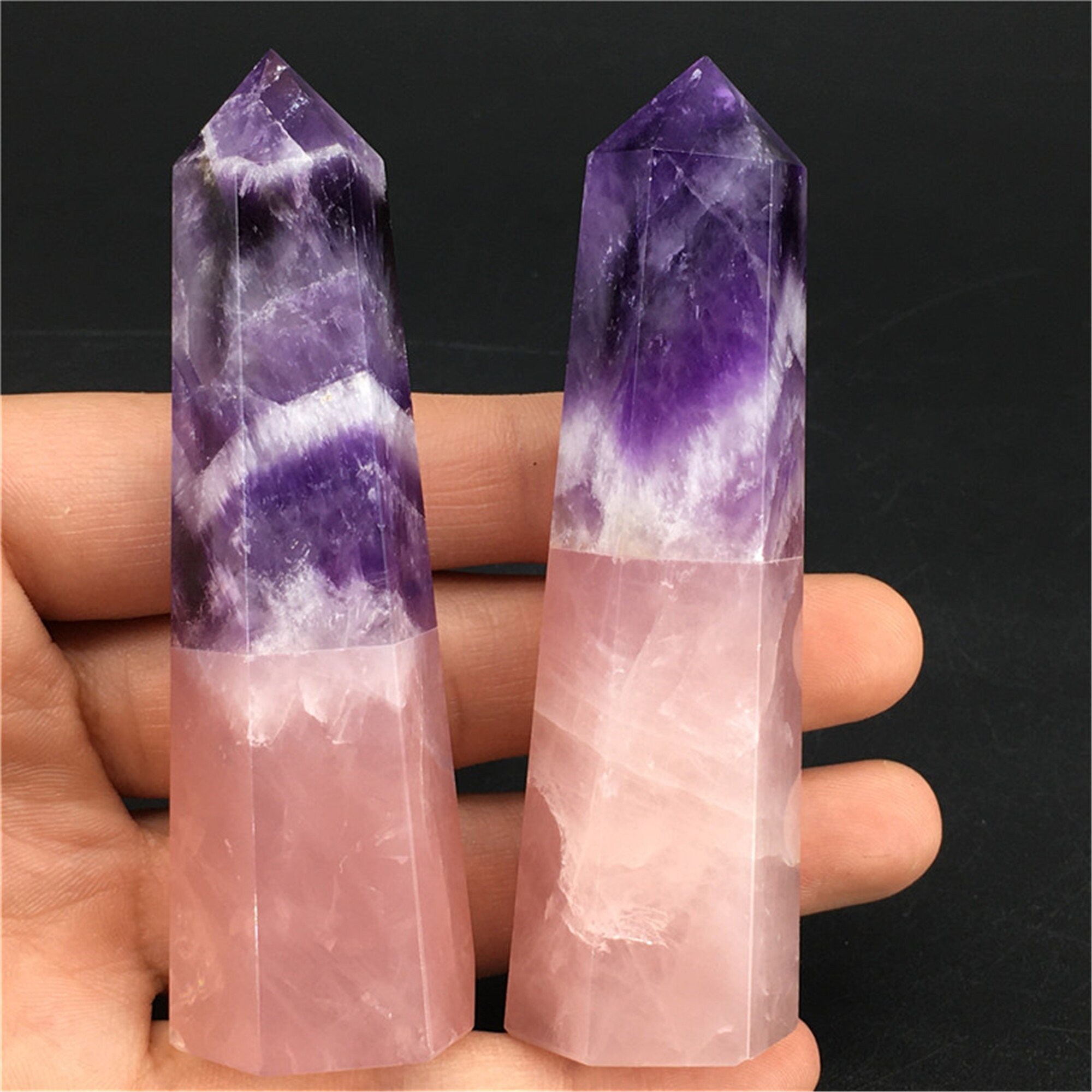 1PC Natural Rose Quartzdream Amethyst Obeliskquartz Crystal Etsy UK