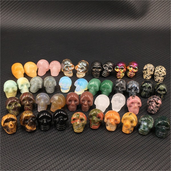10PCS Natural Mix Quartz Mini Skull,Quartz Mini Skull,Reiki healing,Rock,Hand Carved,Home decoration,Mineral samples,Crystal gifts 100g+
