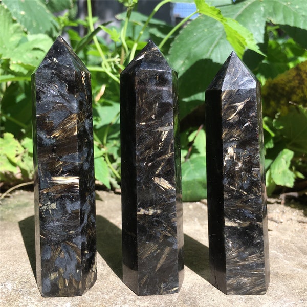 1PC Natural astrophyllite Quartz Obelisk,Quartz Crystal Obelisk,Quartz Crystal Wand Point,Mineral Specimen,Home Decoration,Reiki Heal 70g+