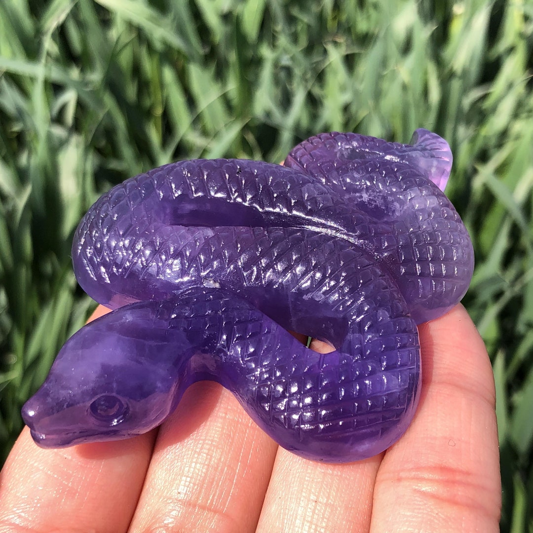 Natural Purple Fluorite Snake,crystal Carving,reiki Healing,quartz ...