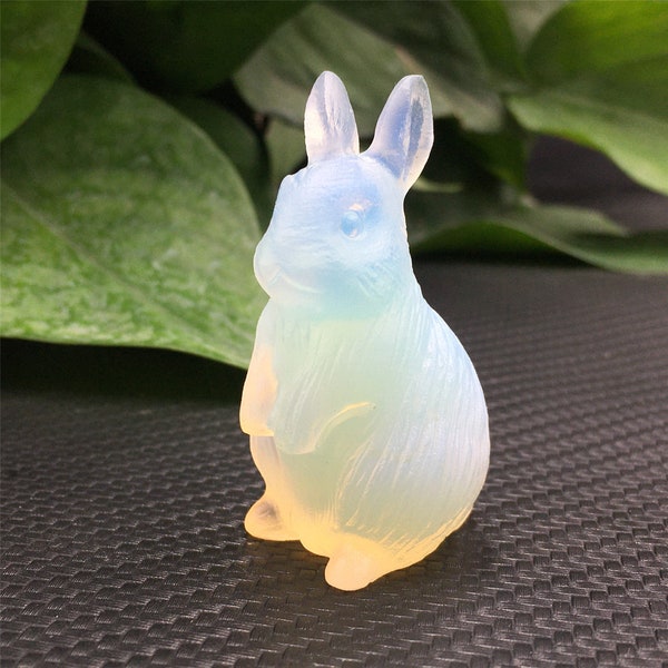 1pc Hand carving Opalite Rabbit,Quartz Crystal rabbit,Mineral Specimen,Rock,Home decoration,Quartz animals,Reiki Healing,Crystal gifts 30g+
