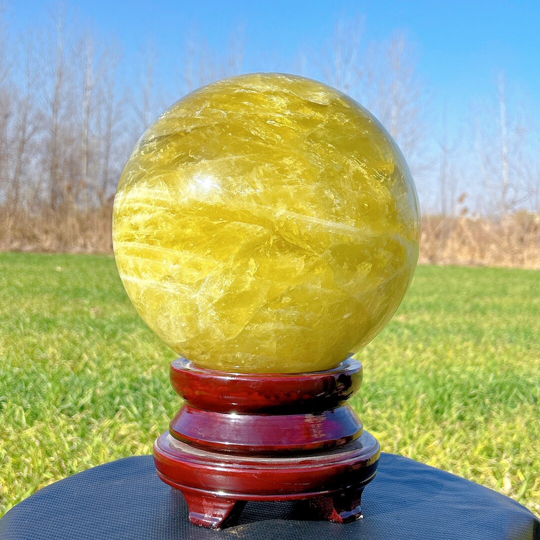 30~40mm Natural Citrine Quartz Crystal Sphere Ball Healing