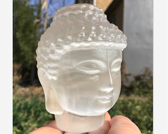 1PC Natural Selenite Buddha,Crystal Carving,Selenite,Quartz Crystal Buddha,Home Decoration,Mineral Sample,Reiki Healing,Crystal Gifts 420g+